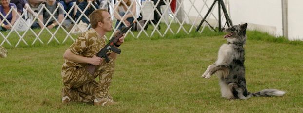 Richard Curtis and Pogo performing to the A team theme tune